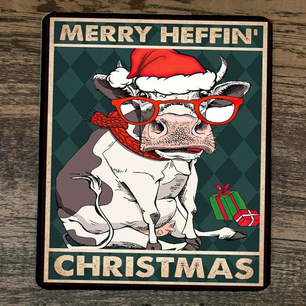 Mouse Pad Merry Heffin‎ Christmas Cow Xmas